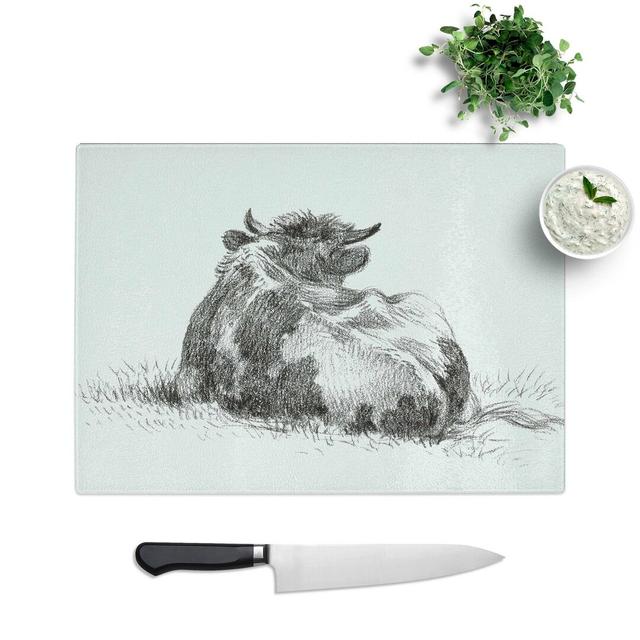 Tempered Glass Rear of a Cow by Jean Bernard Chopping Board East Urban Home Size: 39 cm W x 28.5 cm L on Productcaster.