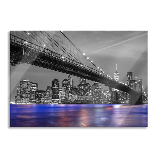 Glass picture | Mural on real glass Brooklyn Bidge including suspension and spacers 5312 Brayden Studio Size: 60cm H x 80cm W on Productcaster.