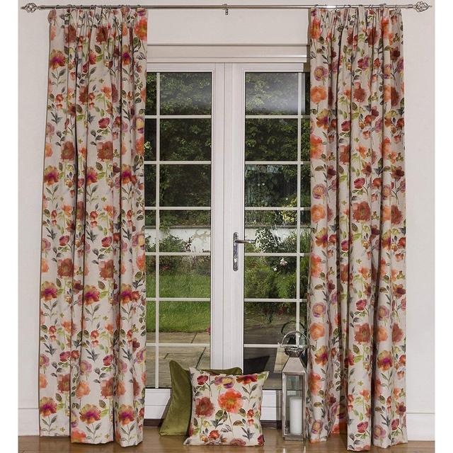 Brough Polyester Blackout Pinch Pleat Curtains / Drapes Pair (Set of 2) Marlow Home Co. Panel Size: Width 116 x Drop 182cm, Colour: Orange on Productcaster.