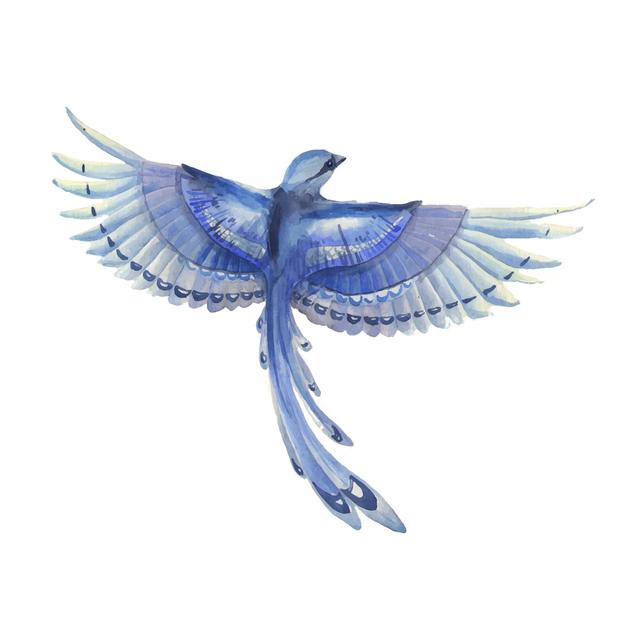 Blue Jay Bird Flying. Rosalind Wheeler Size: 51cm H x 76cm W x 3.8cm D on Productcaster.