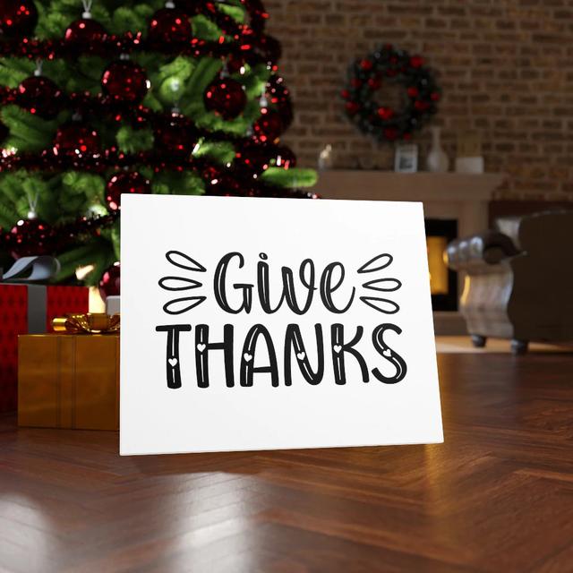 Give Thanks - Wrapped Canvas Print Blue Elephant Size: 30cm H x 41cm W on Productcaster.