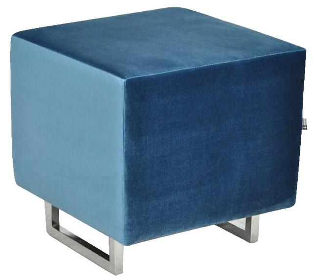 Modern 40cm Wide Square Solid Colour Cube Ottoman Happy Barok Upholstery: Blue on Productcaster.