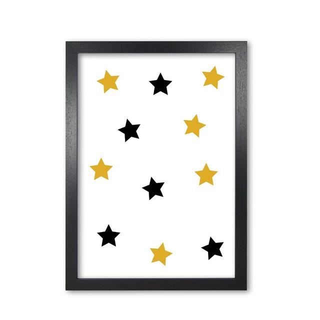 'Stars' Graphic Art in Mustard/Black East Urban Home Format: Black Grain Frame, Size: 42 cm H x 30 cm W x 5 cm D on Productcaster.