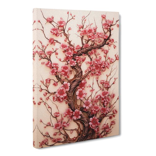 Cherry Blossom Tree Nouveau - Print Marlow Home Co. Size: 60cm H x 40cm W x 3cm D on Productcaster.