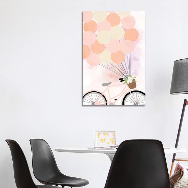 Bike Ride With Balloons by Anna Quach - Wrapped Canvas Print Rosalind Wheeler Size: 101.6cm H x 66.04cm W x 1.91cm D on Productcaster.