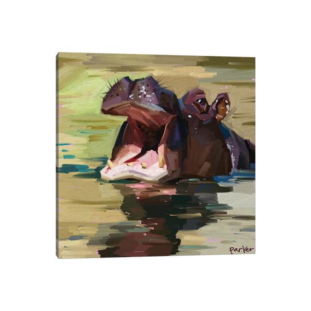 Purple Hippo by Teddi Parker - Wrapped Canvas Painting Latitude Vive Size: 45.72cm H x 45.72cm W x 3.81cm D on Productcaster.