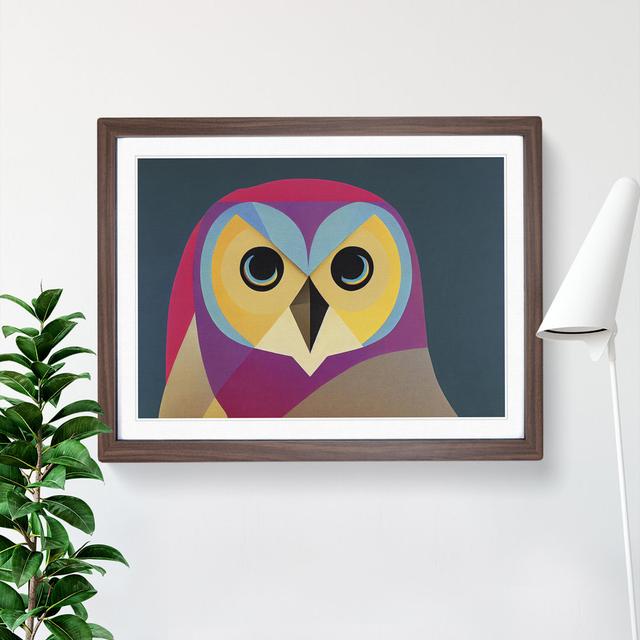 Abstract Barn Owl - Picture Frame Graphic Art Alpen Home Frame Colour: Walnut Framed, Size: 34cm H x 46cm W x 2cm D on Productcaster.