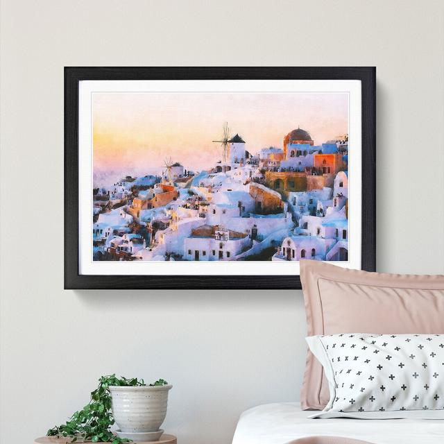 Oia Santorini Skyline in Greece - Picture Frame Graphic Art Print on MDF East Urban Home Frame Option: Black Framed, Size: 33cm H x 45cm W x 2cm D on Productcaster.