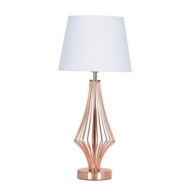 Feuer 55cm Table Lamp Fairmont Park Base Colour: Copper, Shade Colour: White, Bulb Included: Yes on Productcaster.