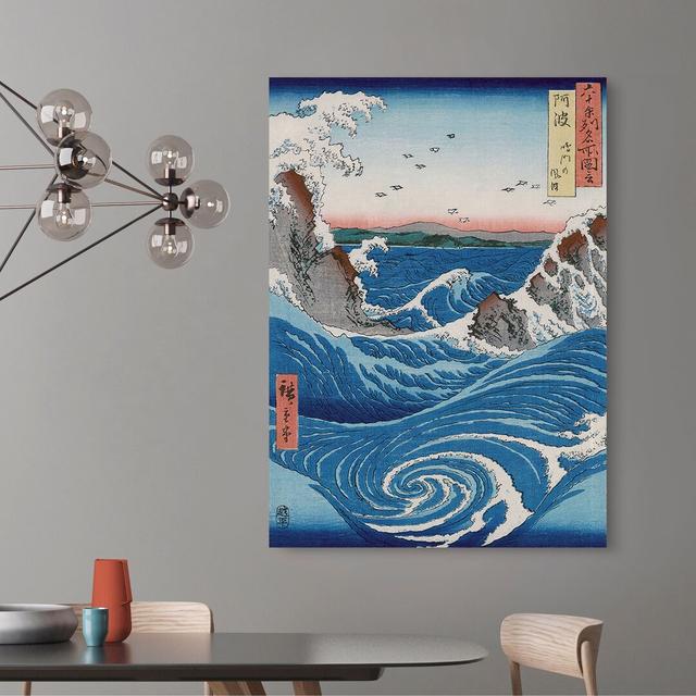 Naruto Whirlpools, Awa Province by Ando Hiroshige - Wrapped Canvas Painting Bloomsbury Market Size: 70cm H x 50cm W x 4cm D on Productcaster.