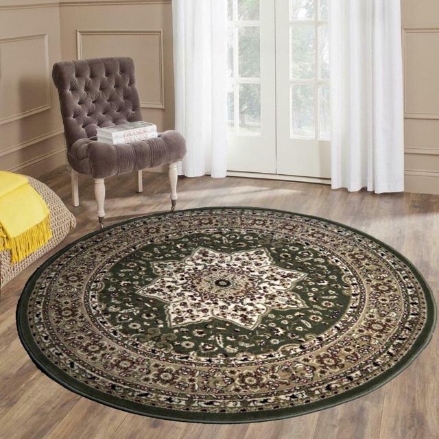 Round Coderre Floral Machine Woven Round 120cm Green Area Rug ClassicLiving on Productcaster.