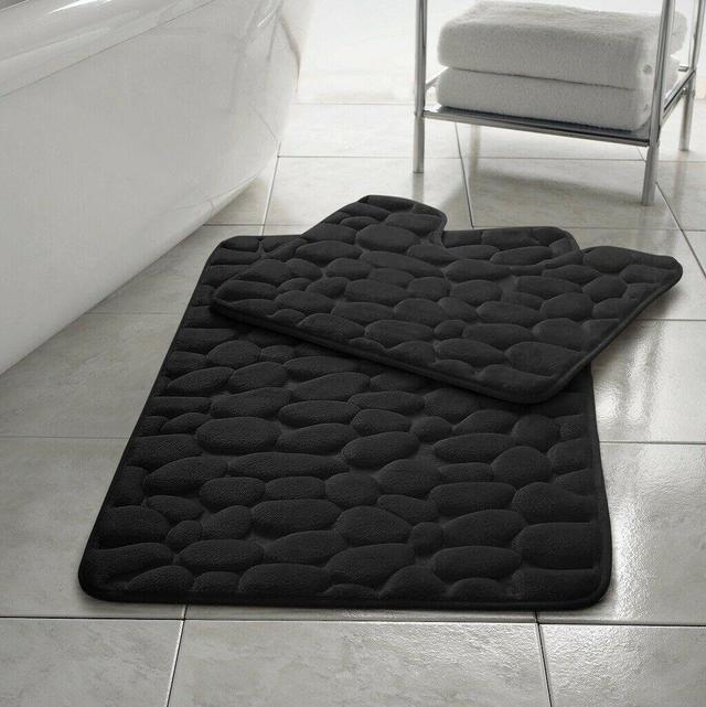 Emyly 2 Piece Bath Rug Set 17 Stories Colour: Black on Productcaster.