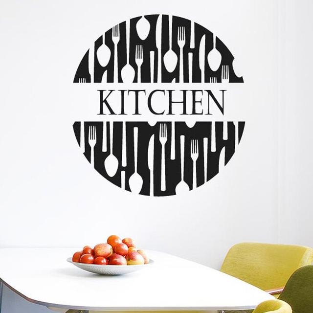 Forks And Spoons Kitchen Sign Wall Sticker 17 Stories Colour: Dark Red on Productcaster.