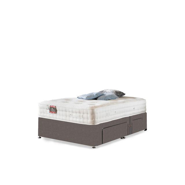 Arville Pocket Memory Divan Bed Fairmont Park Colour: Sky Plush Velvet, Storage Type: No Storage, Size: Small Double on Productcaster.