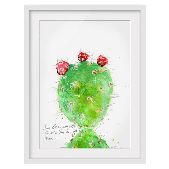 Cactus with Bible Verse IV - Picture Frame Graphic Art Latitude Vive Size: 100cm H x 70cm W x 2cm D, Frame Option: White on Productcaster.