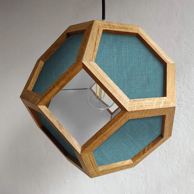 Ganimede Fabric 1-Light Truncated Octahedron Pendant Lamp Corrigan Studio Shade Colour: Oak/Light Blue on Productcaster.