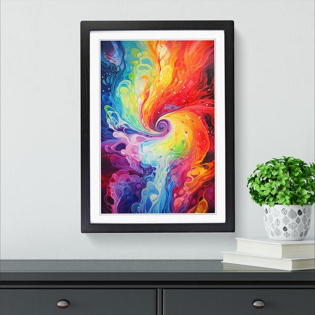 XYZ-FRM-V1223-5389 Rainbow Abstract - Single Picture Frame Print on Wood Big Box Art Frame Colour: Black, Size: 34cm H x 25cm W x 2cm D on Productcaster.