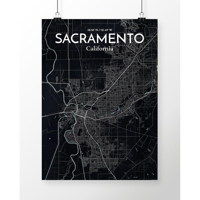 Sacramento City Map - Unframed Graphic Art Print on Paper East Urban Home Colour: Dark Grey, Size: 43.2cm H x 27.9cm W x 0.13cm D on Productcaster.