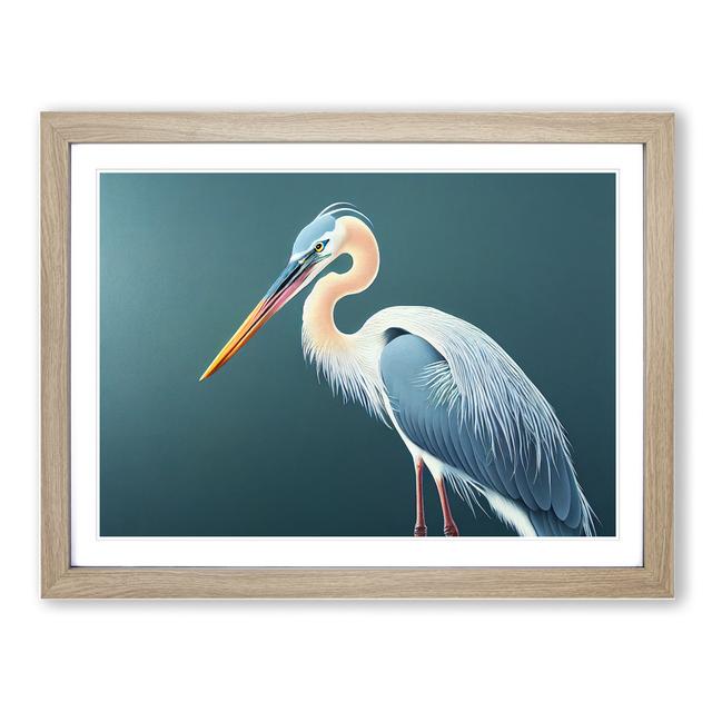 The Hopeful Heron Bird - Picture Frame Graphic Art House of Hampton Format: Light Grey/Brown, Size: 34cm H x 46cm W on Productcaster.