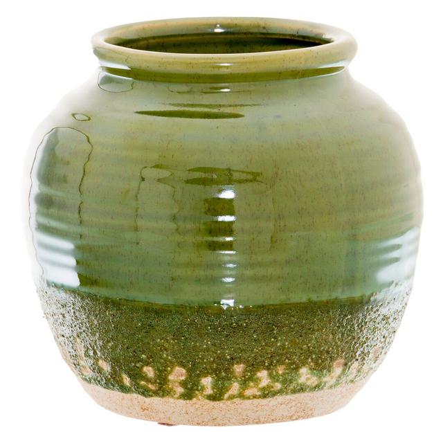 Toula Olive Ceramic Table Vase Bloomsbury Market Size: 17cm H x 18cm W x 18cm D on Productcaster.