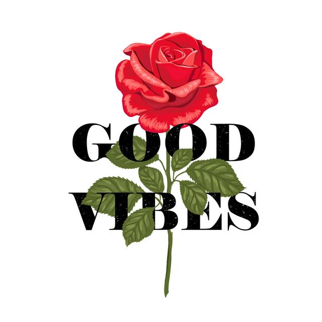 Typography Slogan Good Vibes In Flower Rose. Happy Larry Size: 30cm H x 30cm W x 3.8cm D on Productcaster.