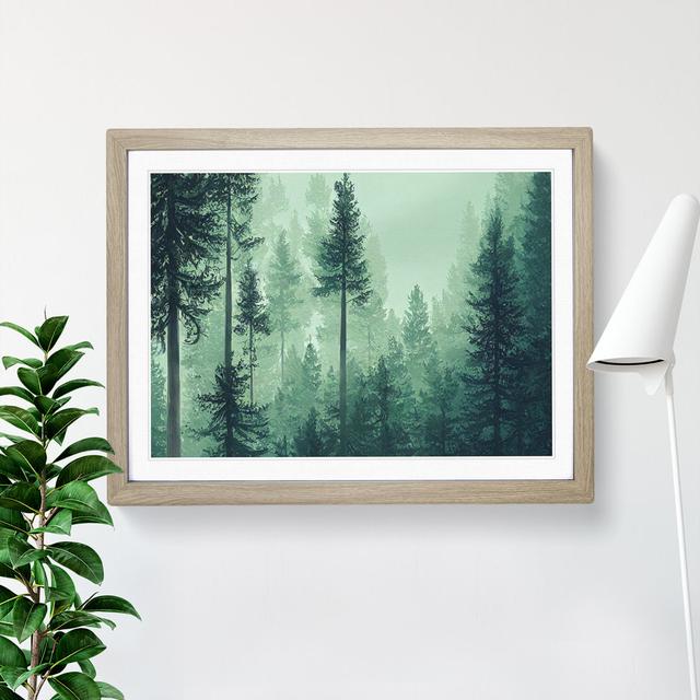 Bewitching Pine Tree Forest - Single Picture Frame Painting Alpen Home Frame Colour: Oak Framed, Size: 46cm H x 64cm W x 2cm D on Productcaster.