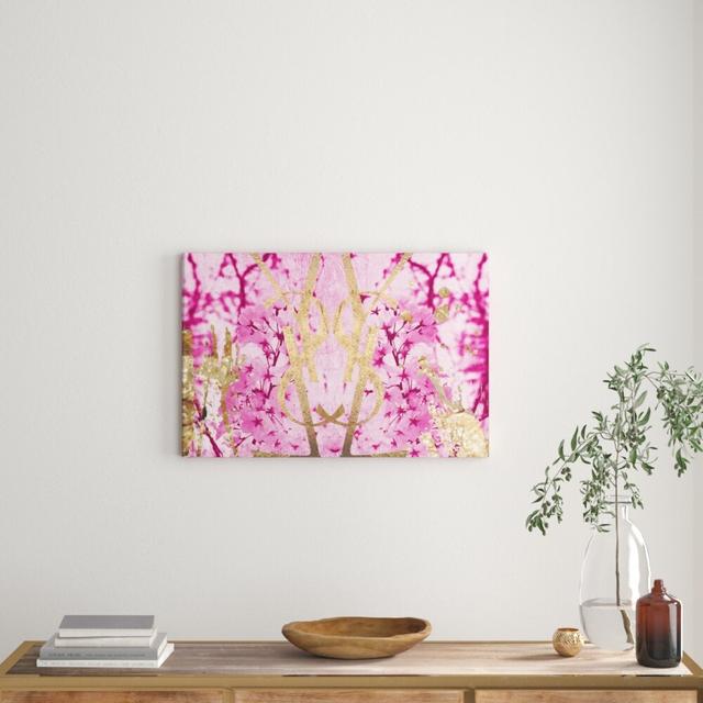 'Botanical Couture Pink' Graphic Art on Canvas East Urban Home Size: 50.8cm H x 76.2cm W on Productcaster.