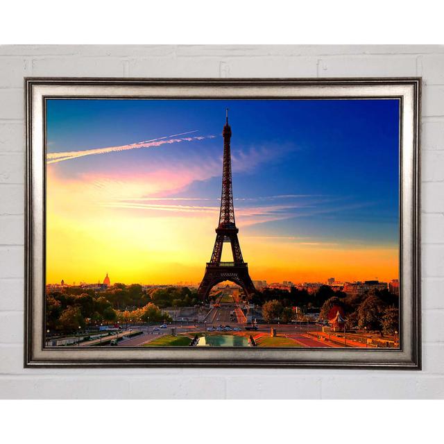 Eiffel Tower At Sunrise - Single Picture Frame Art Prints Ebern Designs Size: 59.7cm H x 84.1cm W x 1.5cm D on Productcaster.