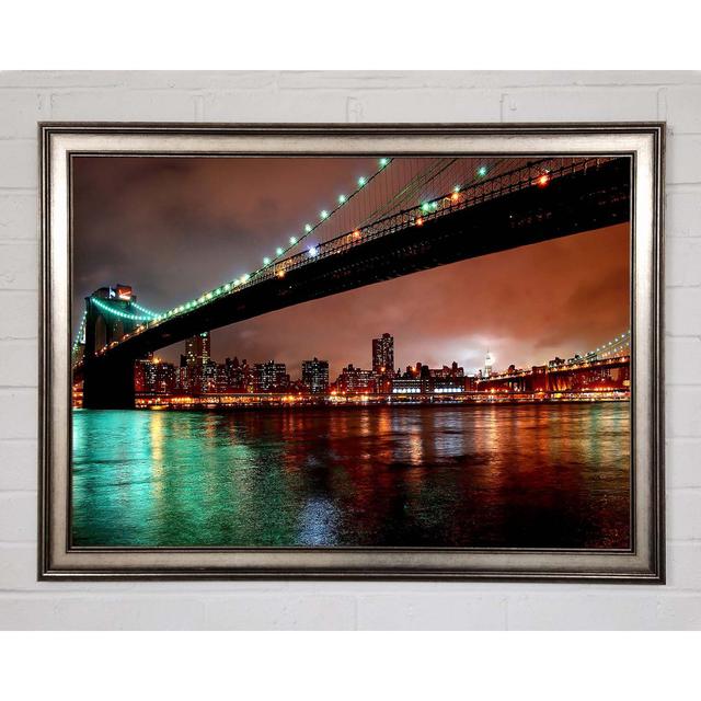 Brooklyn Bridge New York at Night - Single Picture Frame Art Prints Brayden Studio Size: 21cm H x 29.7cm W on Productcaster.