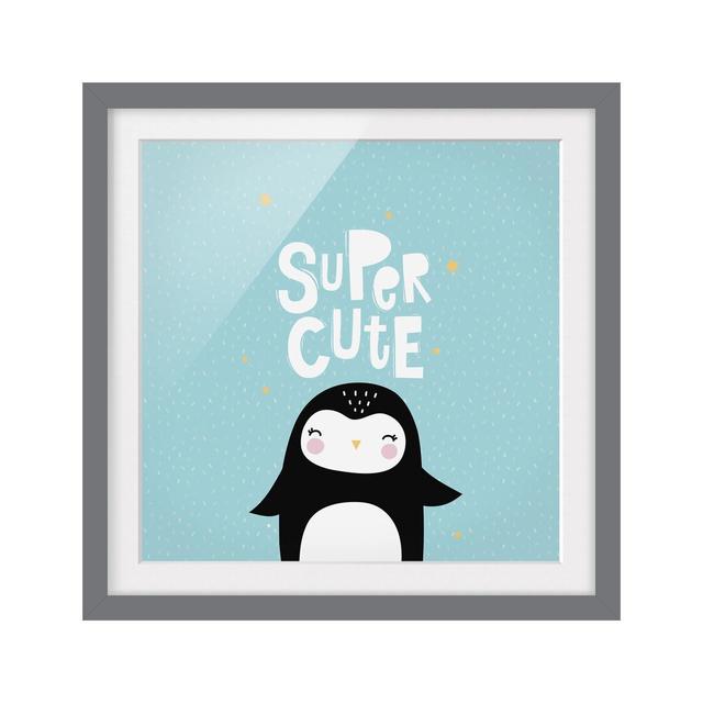 Super Cute Penguin - Picture Frame Graphic Art Print on Paper East Urban Home Frame Options: Matt grey, Size: 50cm H x 50cm W on Productcaster.