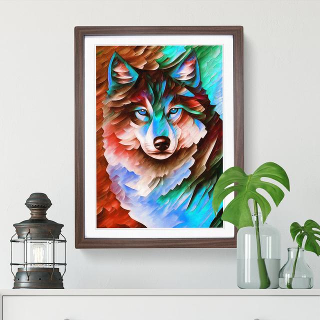 Wolf Portrait No.6 - Picture Frame Graphic Art Alpen Home Size: 34cm H x 25cm W x 2cm D, Frame Colour: Walnut Framed on Productcaster.