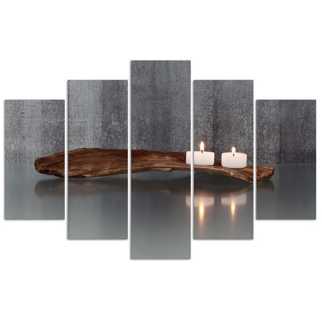 Zen Spa Candle - 5 Piece No Frame Art Prints on Canvas Brayden Studio Size: 100cm H x 200cm W on Productcaster.