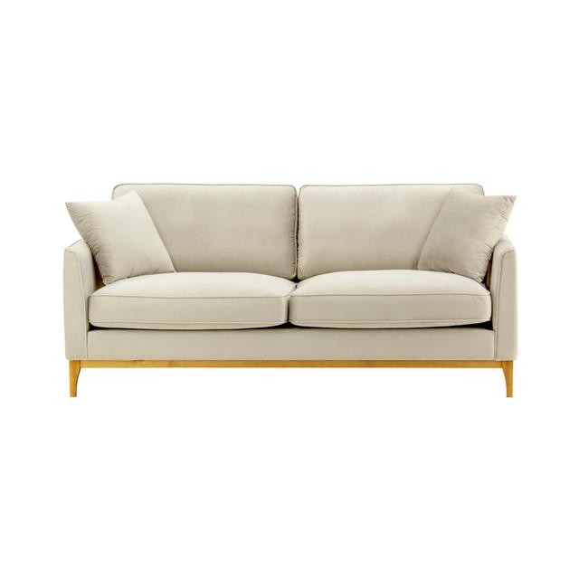 Jaaron 2 Seater Loveseat 17 Stories Leg Colour: Light Oak, Upholstery Colour: Beige, Size: 91cm H x 201cm W x 95cm D on Productcaster.