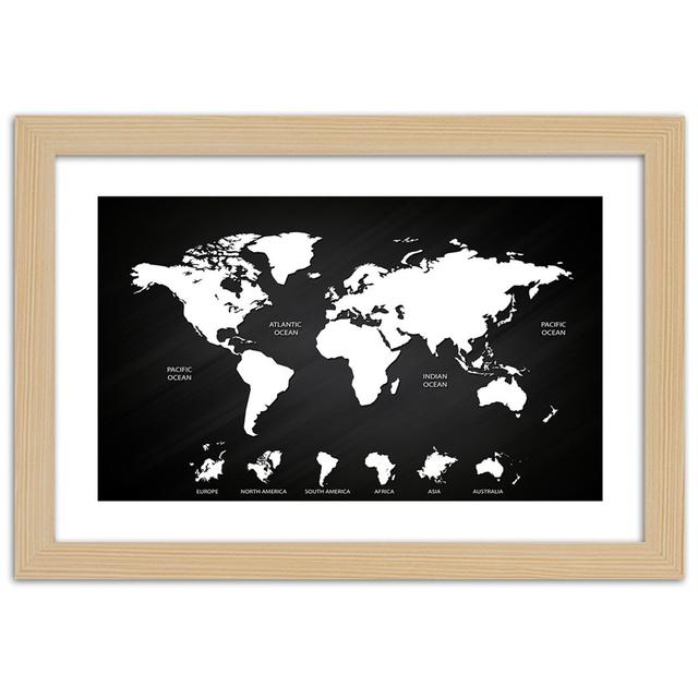 Gerahmtes Poster Contrasting World Map and Continents Happy Larry Größe: 20 cm H x 30 cm B x 2 cm T on Productcaster.