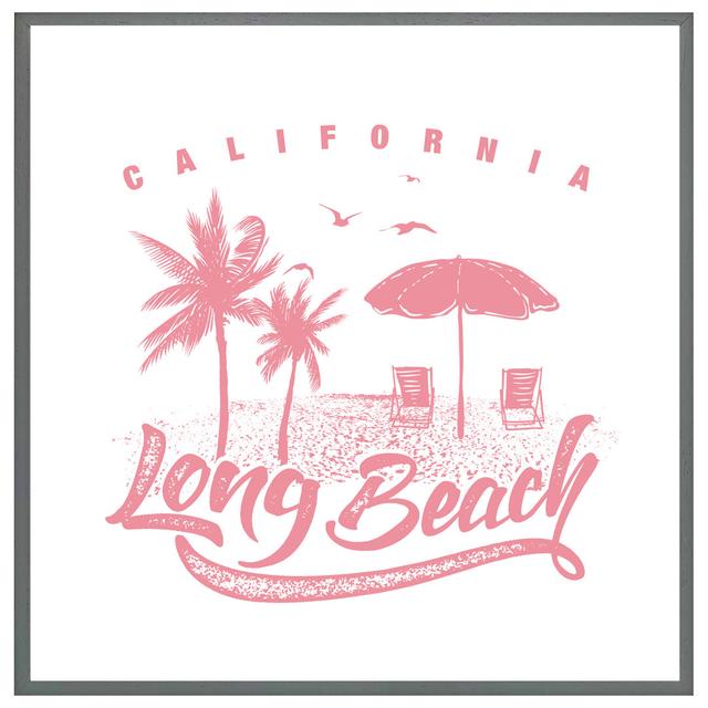 Maybee Cali Long Beach - Single Picture Frame Art Prints House of Hampton Format: Grey Framed, Size: 51cm H x 51cm W x 4cm D on Productcaster.