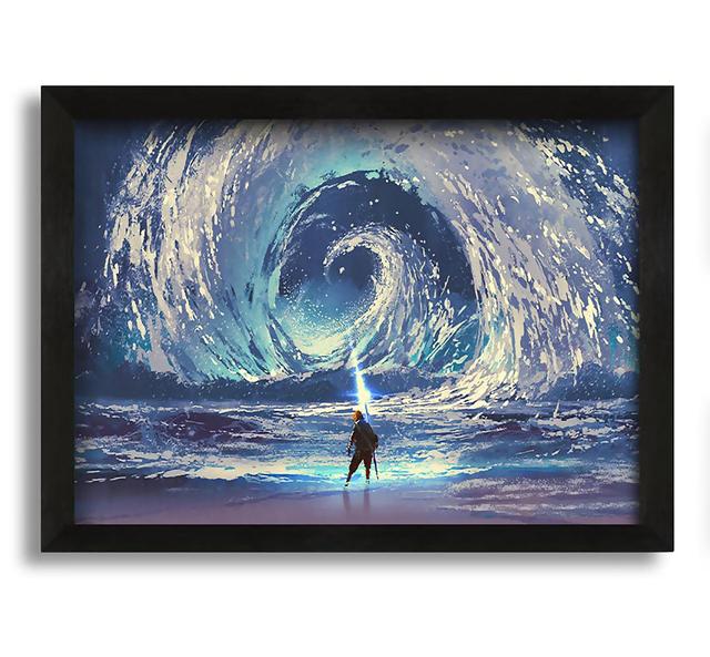 Swirl of Ocean Powers - Picture Frame Painting on Canvas Highland Dunes Size: 60cm H x 84cm W x 10cm D on Productcaster.