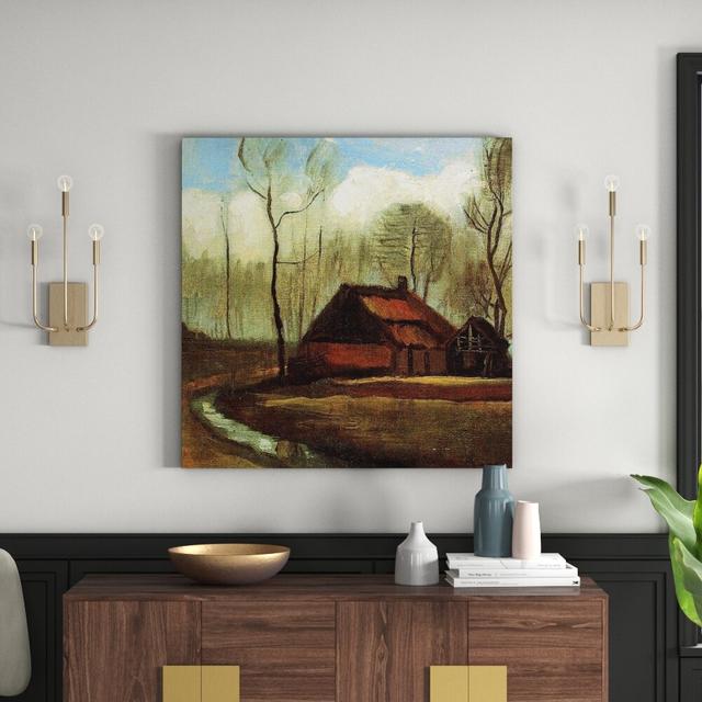 'Farmhouses Among Trees' by Vincent Van Gogh Painting Print East Urban Home Size: 100cm H x 100cm W x 1.8cm D on Productcaster.