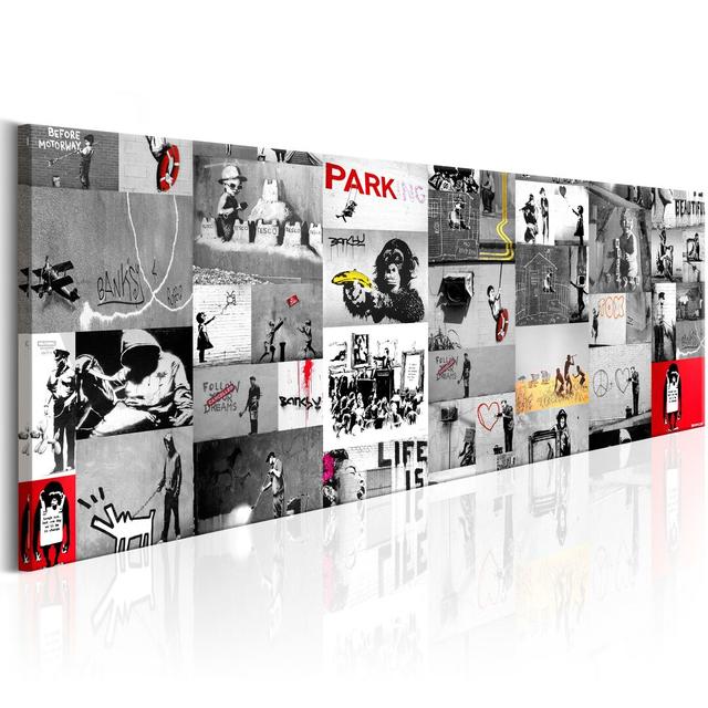 Street Art II by Banksy - Wrapped Canvas Panoramic Print East Urban Home Size: 135 cm x 45 cm on Productcaster.