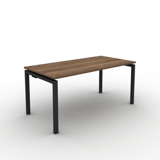 Grazian Desk Ebern Designs Size: 73cm H x 140cm W x 80cm D, Top Colour: Tobacco Oak, Frame Colour: Black on Productcaster.