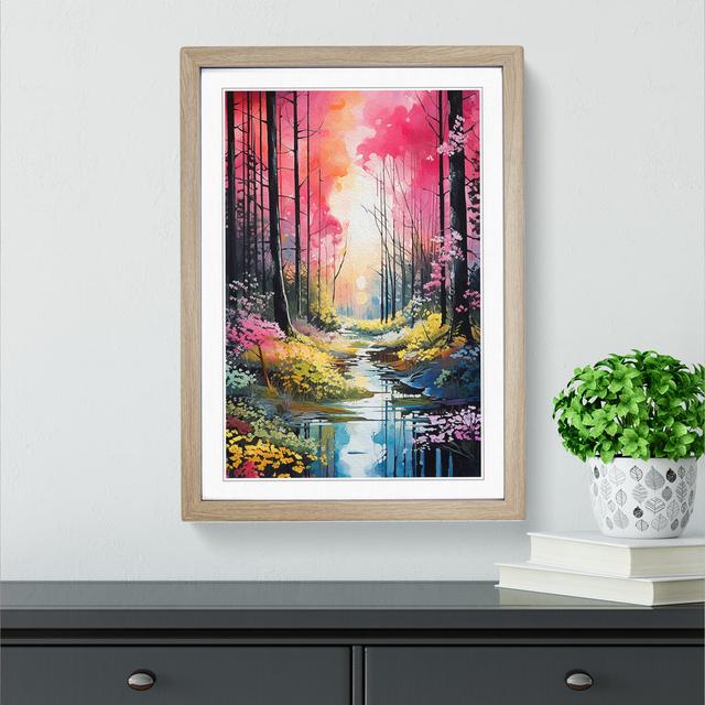 Spring Forest Neo-Plasticism - Single Picture Frame Print on Wood Alpen Home Size: 46cm H x 34cm W x 2cm D, Format: Oak Framed on Productcaster.