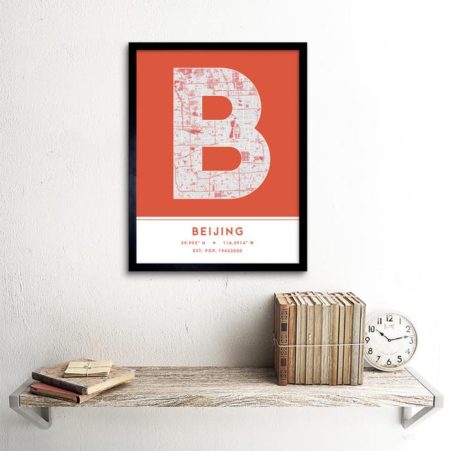 Beijing China City Map Orange - Picture Frame Typography Wee Blue Coo on Productcaster.