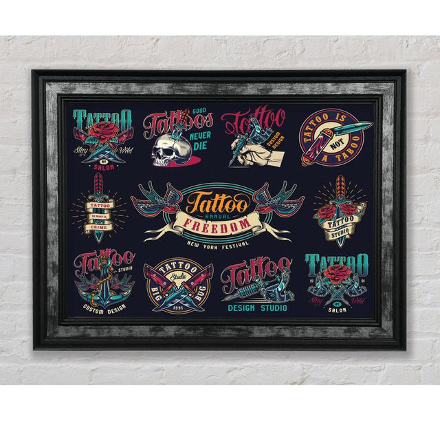 Tattoo Flash Art Studio Framed Print Bright Star Size: 100cm H x 141.4cm W x 8cm D on Productcaster.