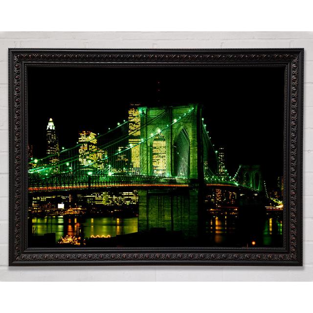 Nyc Brooklyn Bridge Green Hue - Single Picture Frame Art Prints Bright Star Size: 21cm H x 29.7cm W x 3cm D on Productcaster.