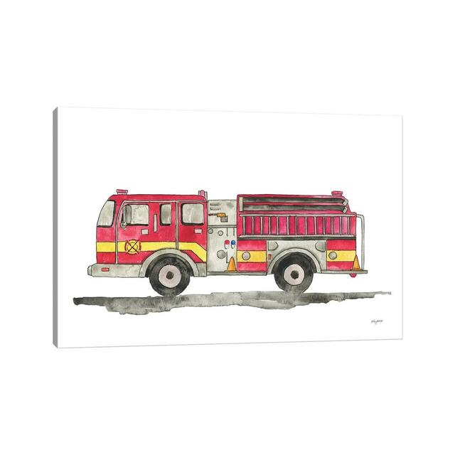 Fire Truck - Print on Canvas Williston Forge Format: Wrapped Canvas, Size: 20.32cm H x 30.48cm W x 1.91cm D on Productcaster.