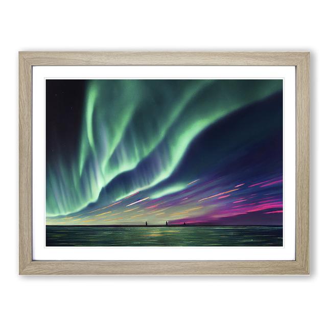 Eye Catching Northern Lights - Single Picture Frame Print 17 Stories Frame Colour: Oak Framed, Size: 34cm H x 46cm W x 2cm D on Productcaster.