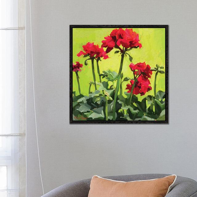 Geranium Love by Teddi Parker - Gallery-Wrapped Canvas Giclée on Canvas Rosalind Wheeler Format: Black Framed, Size: 66.04cm H x 66.04cm W x 3.81cm D on Productcaster.