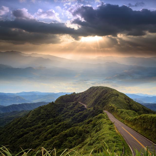 Asphalt Road To The Mountains by Nicholashan - Wrapped Canvas Print Union Rustic Size: 76cm H x 76cm W on Productcaster.