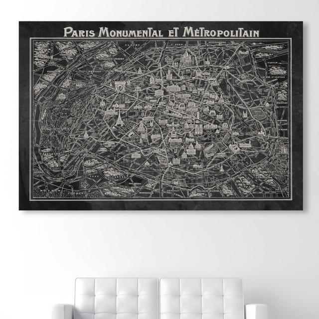 Rustic Grey Paris Map by Oliver Gal - Graphic Art Print East Urban Home Size: 41cm H x 61cm W x 1cm D, Format: Canvas on Productcaster.