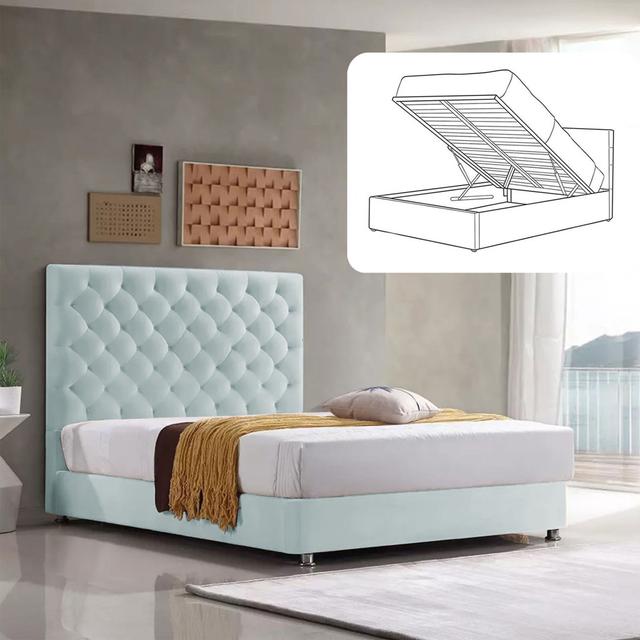 Adriella Upholstered Ottoman Bed Brayden Studio Colour: Ice, Size: Small Double (4') on Productcaster.