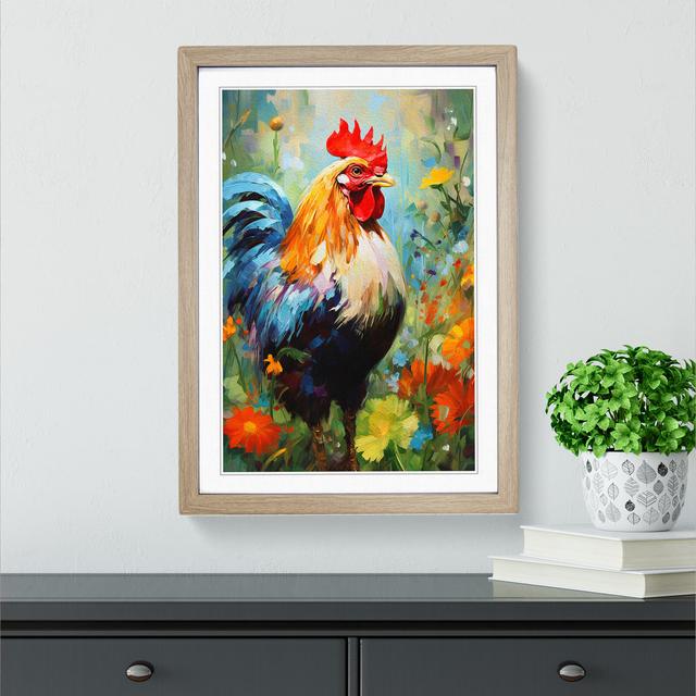 Chicken Impressionism - Print Brambly Cottage Size: 64cm H x 46cm W x 2cm D, Format: Oak Framed on Productcaster.